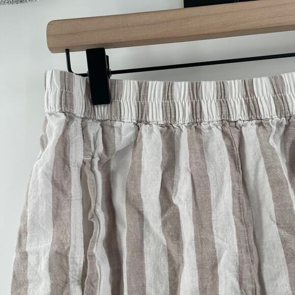 BEACHLUNCHLOUNGE Shorts Size Small Leia Linen Cotton Blend Stripe Ruffle Pull On - Picture 7 of 13